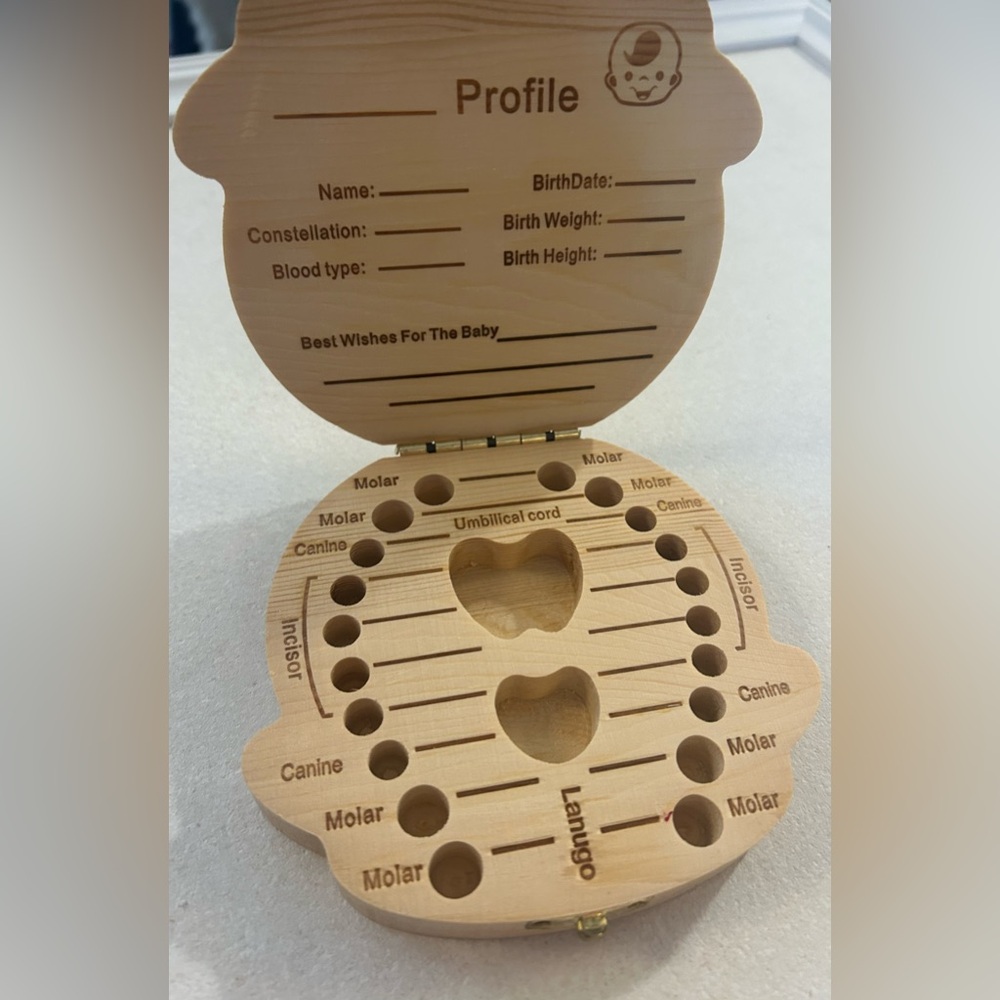 5/$25 Wooden Tooth container in Baby face; super cute- Perfect for gifting